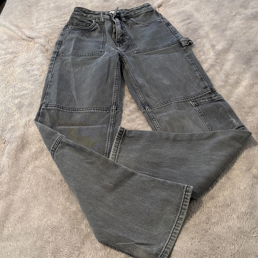 PacSun Charcoal Flare Wide Leg Jeans